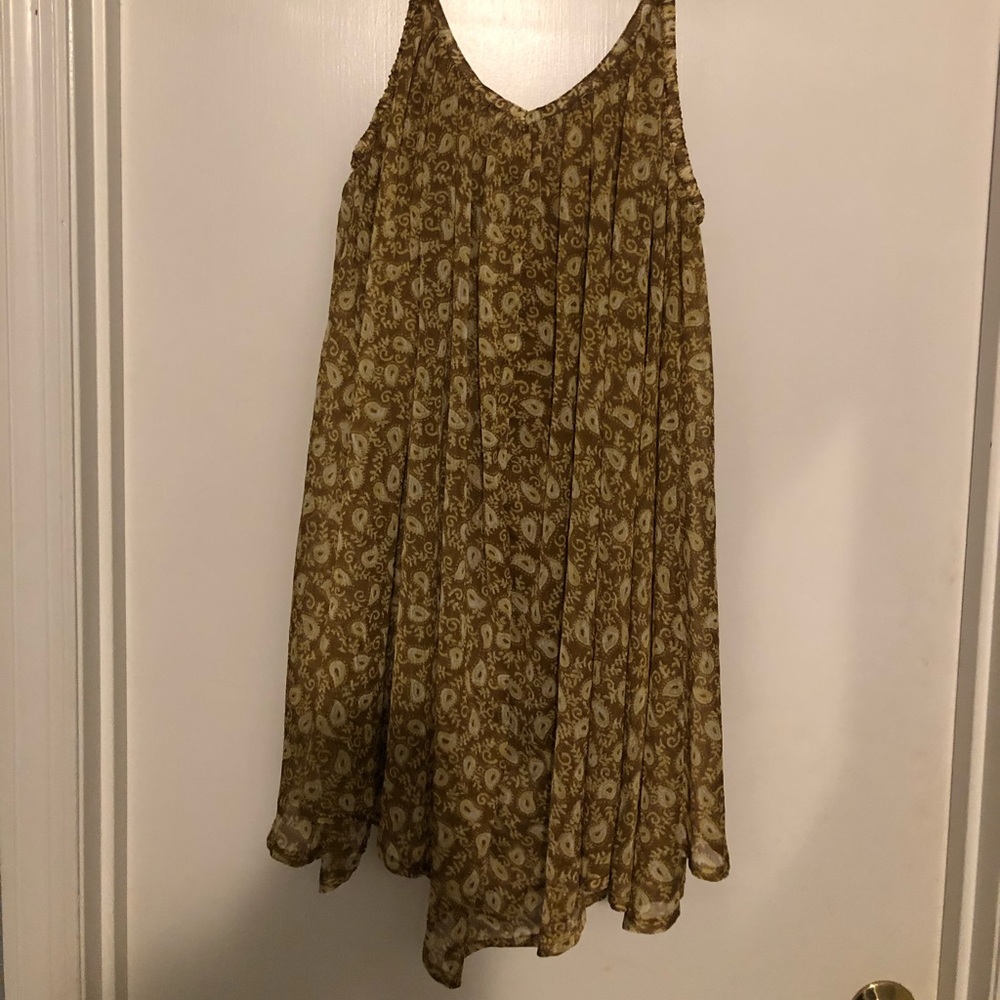 RVCA small shear mustard print shift dress